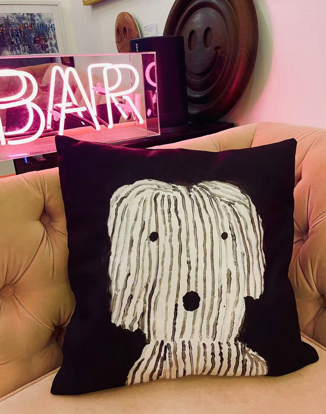 Abstract Dog Print Cushion