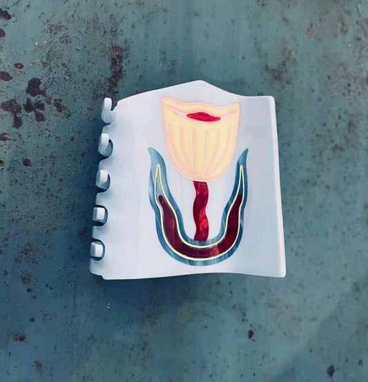 Sky Blue Acetate Abstract Flower Hair Claw