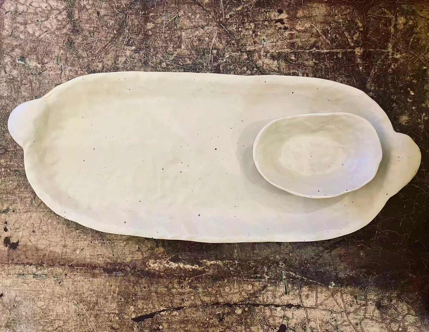 Mini Matt Warm Ivory Stoneware Sauce Dish