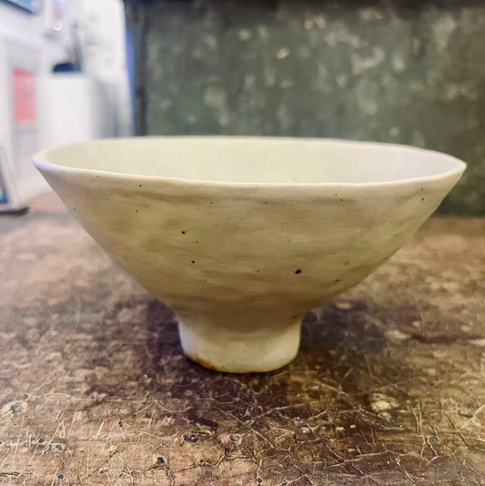 Matt Warm Ivory Oval Stoneware Bowl