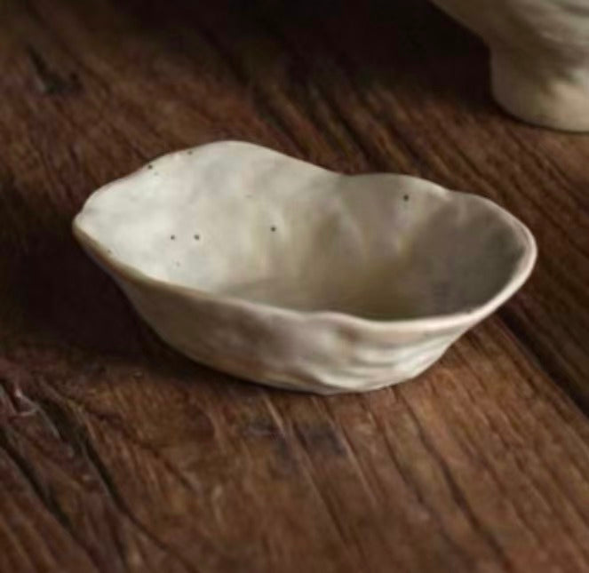 Mini Matt Warm Ivory Stoneware Sauce Dish