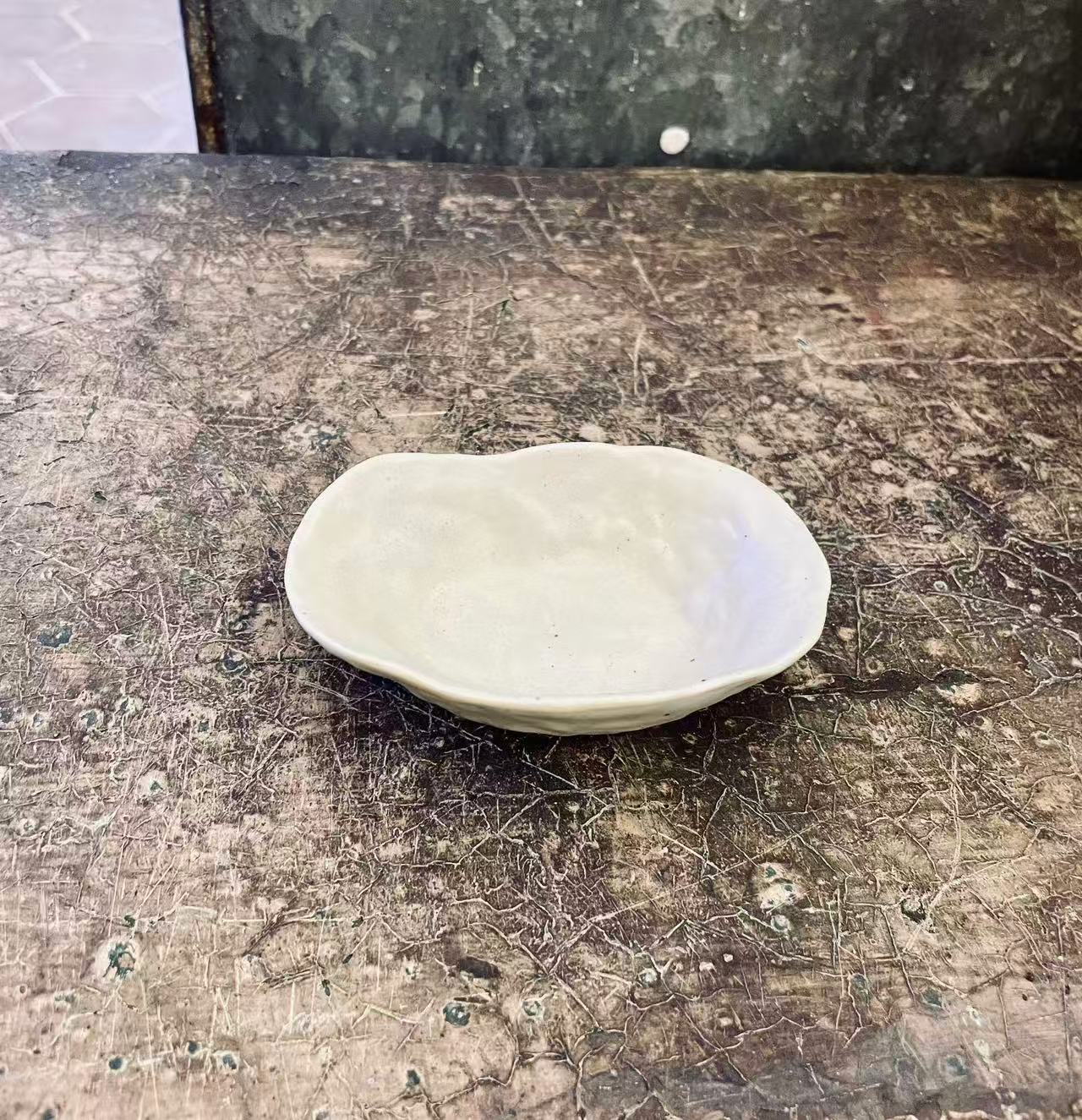 Mini Matt Warm Ivory Stoneware Sauce Dish