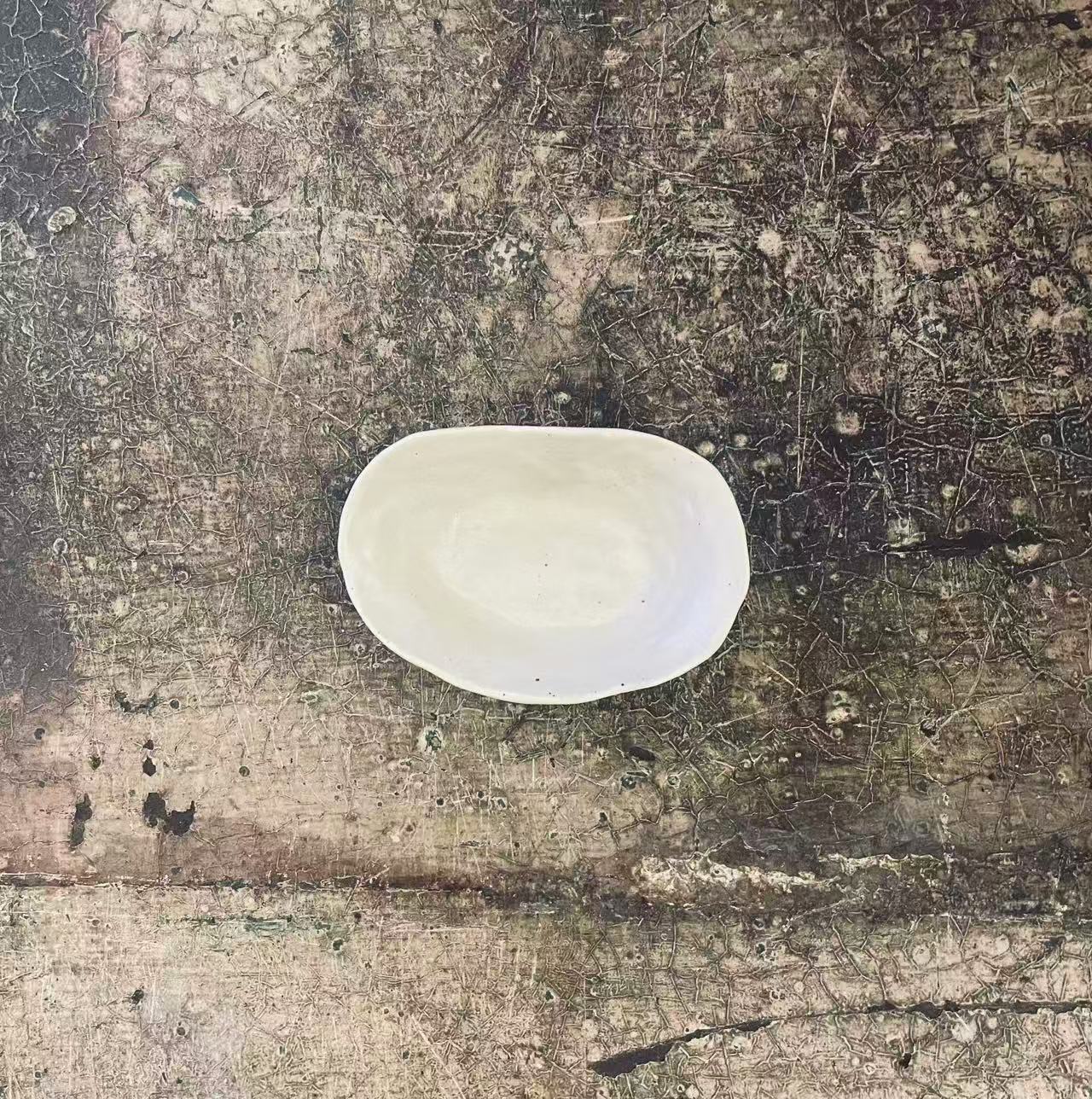 Mini Matt Warm Ivory Stoneware Sauce Dish