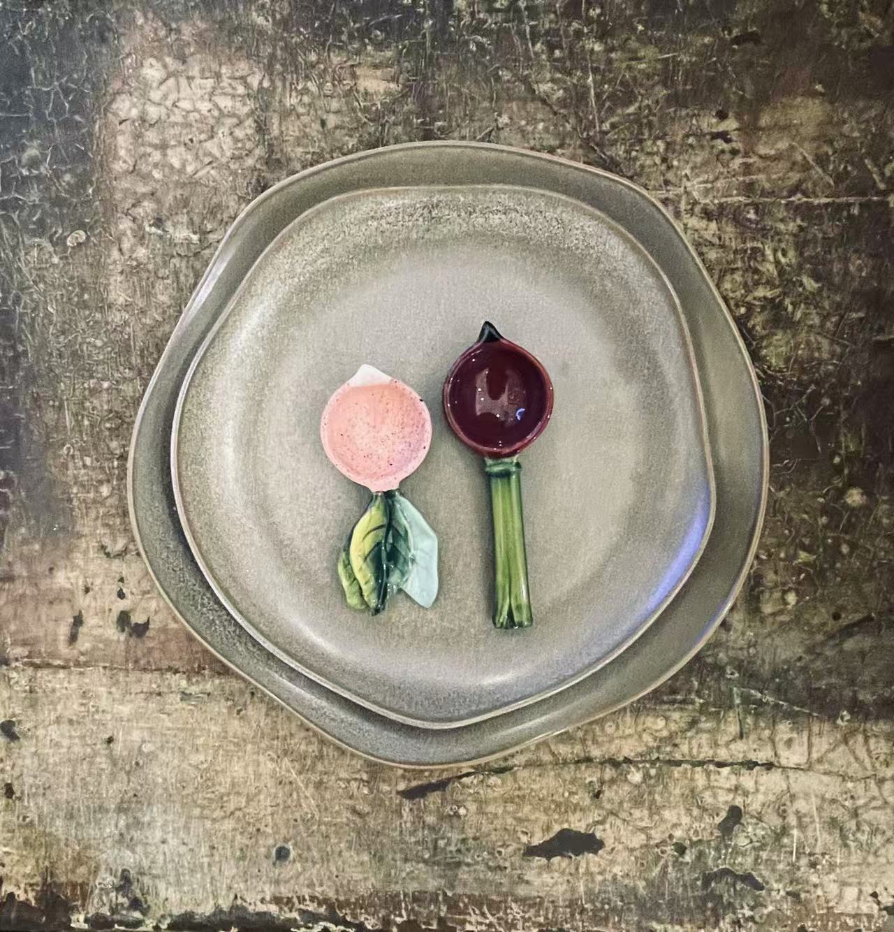 Small Deep Taupe Irregular Stoneware Plate