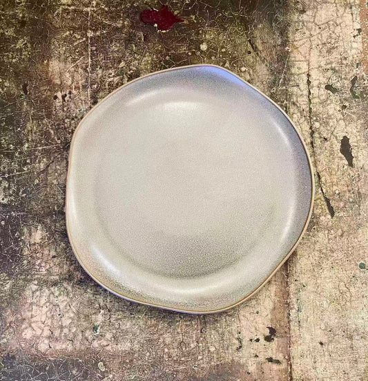 Medium Deep Taupe Irregular Stoneware Plate