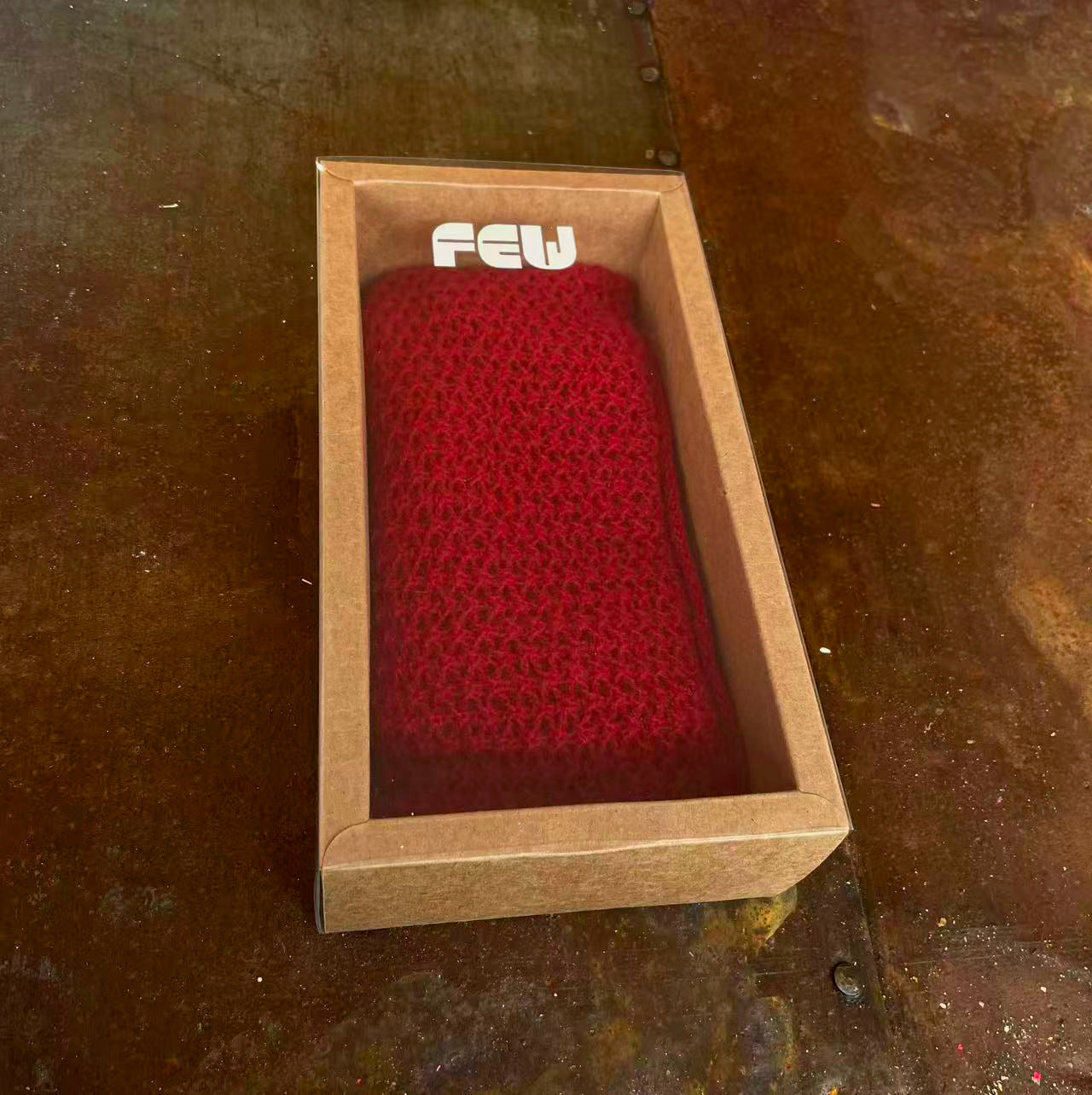 Ruby Red Crochet Cashmere Triangle Scarf