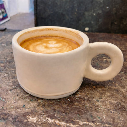 Ceramic Cream Mug With Circular Handle